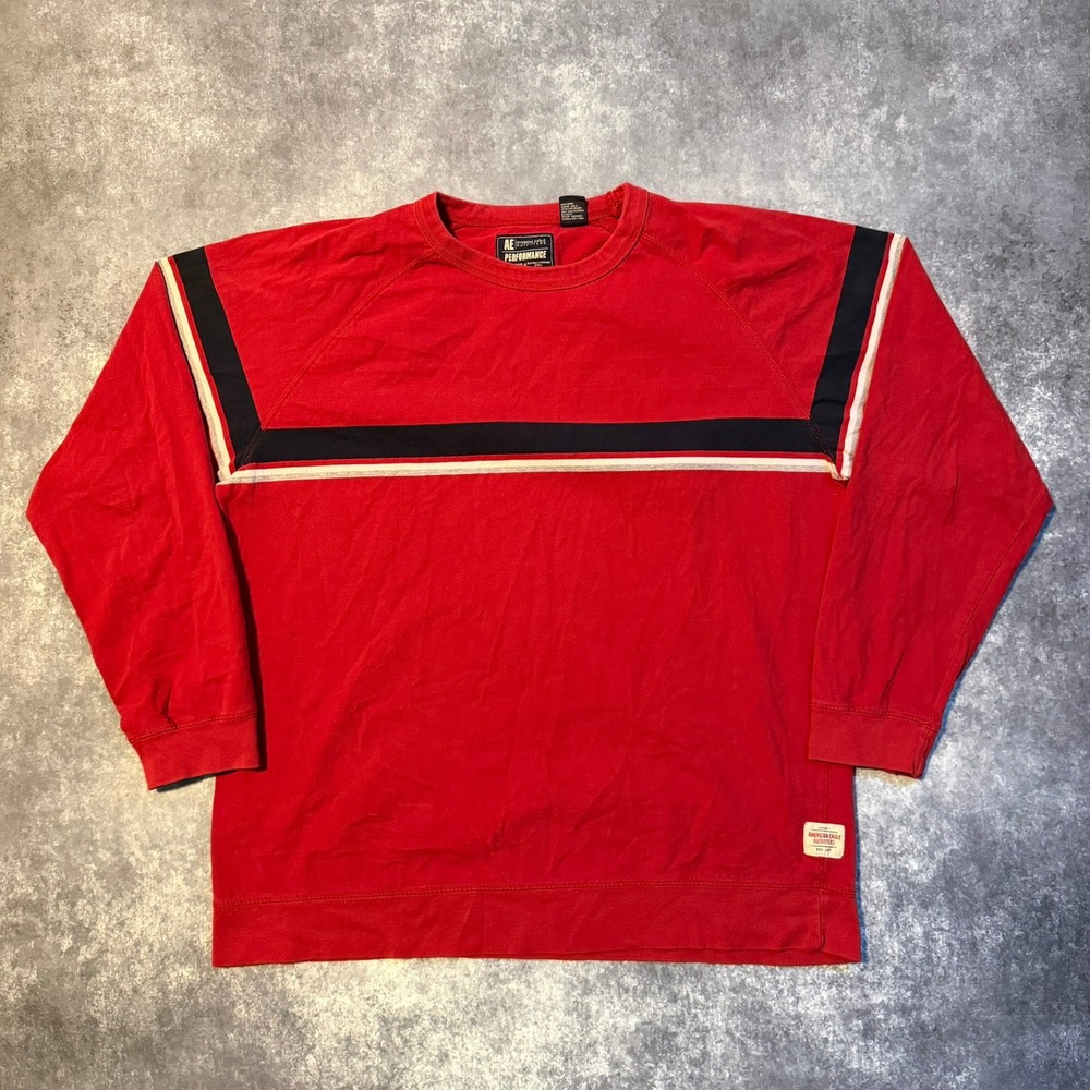 Vintage American Eagle Outfitters Mens Red‎ Long Sleeve Crew Neck Shirt Men's XL
